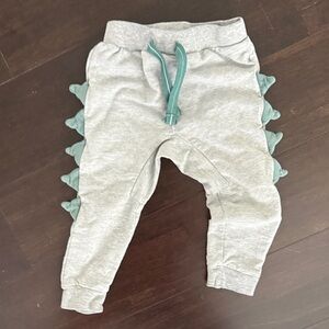Grey Jogger Pants with Teal Dino Spikes - Kids Bottoms